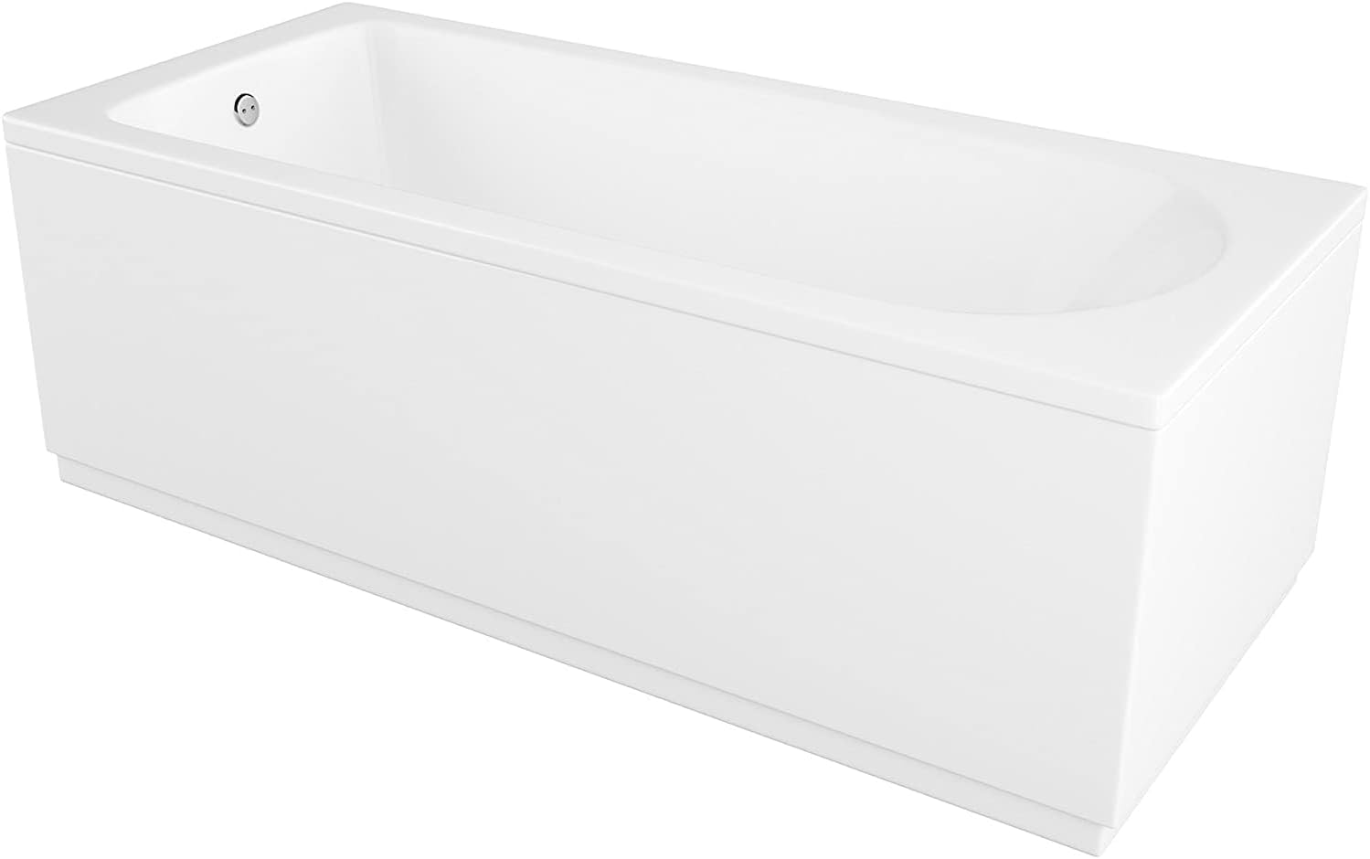 IBathUK Bathroom White Gloss Bath Single Ended Round Acrylic Bathtub with Adjustable Feet - 1600 x 700mm.