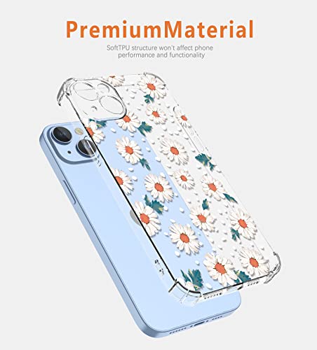 XINYEXIN Case for OPPO A74 5G / OPPO A54 5G, Painting Flower Pattern Clear Case Soft TPU Silicone Case Slim Shockproof Bumper Girl Women Phone Cover - Daisy.