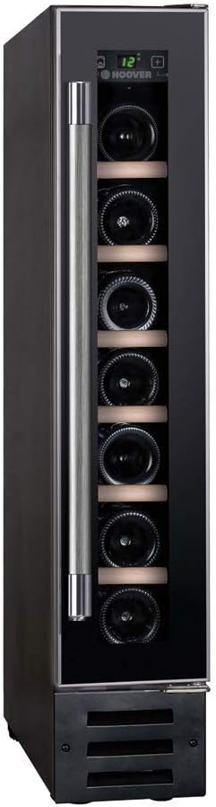 Hoover HWCB15UK Freestanding Wine Cooler, Single Zone Temperature, 7 Bottle Storage, 15cm wide, Black, 23 liters.