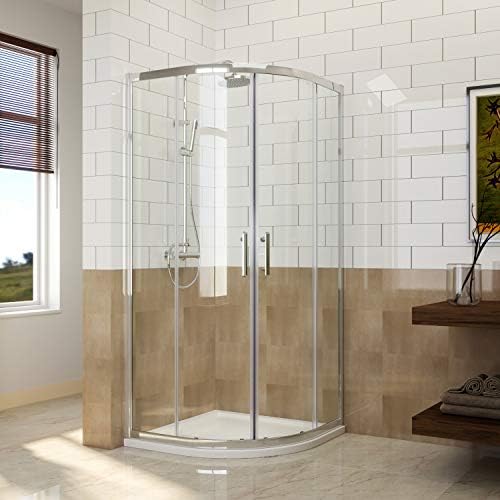 ELEGANT 900 x 760 mm Offset Quadrant Shower Enclosure 6mm Easy Clean Glass Sliding Shower Cubicle Door.