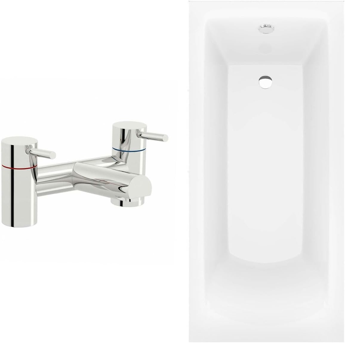 Orchard Square Edge Single Ended Straight Bath 1500 x 700 with Panel and Bath Mixer tap - White Single Ended Bath, Rectangular Single Ended Baths, Baths.