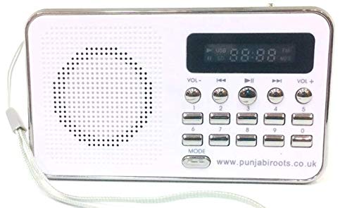 Gurbani MP3 Player with over 1200 tracks of Nitnem, Sukhmani Sahib,Katha,Kirtan, and Gurbani tracks - White.