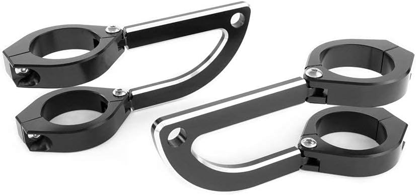 Custom Chopper Motorcycle Headlight Headlamp Brackets with 42-43mm Diameter Fork Clamps in Billet Aluminium NO FORK REMOVAL REQUIRED.