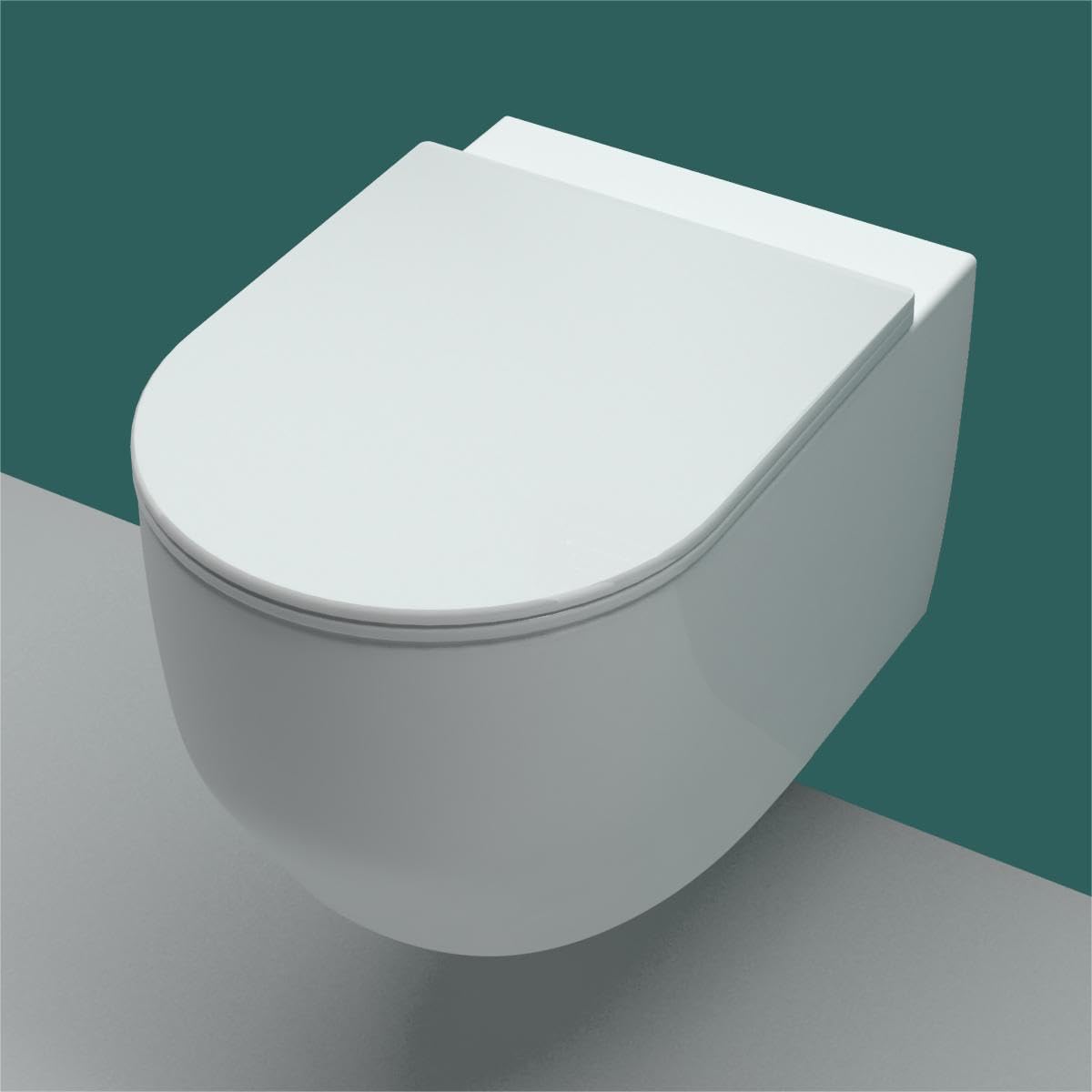 SKY Bathroom Rimless Wall Hung Toilet Pan WC with Soft Close Seat.