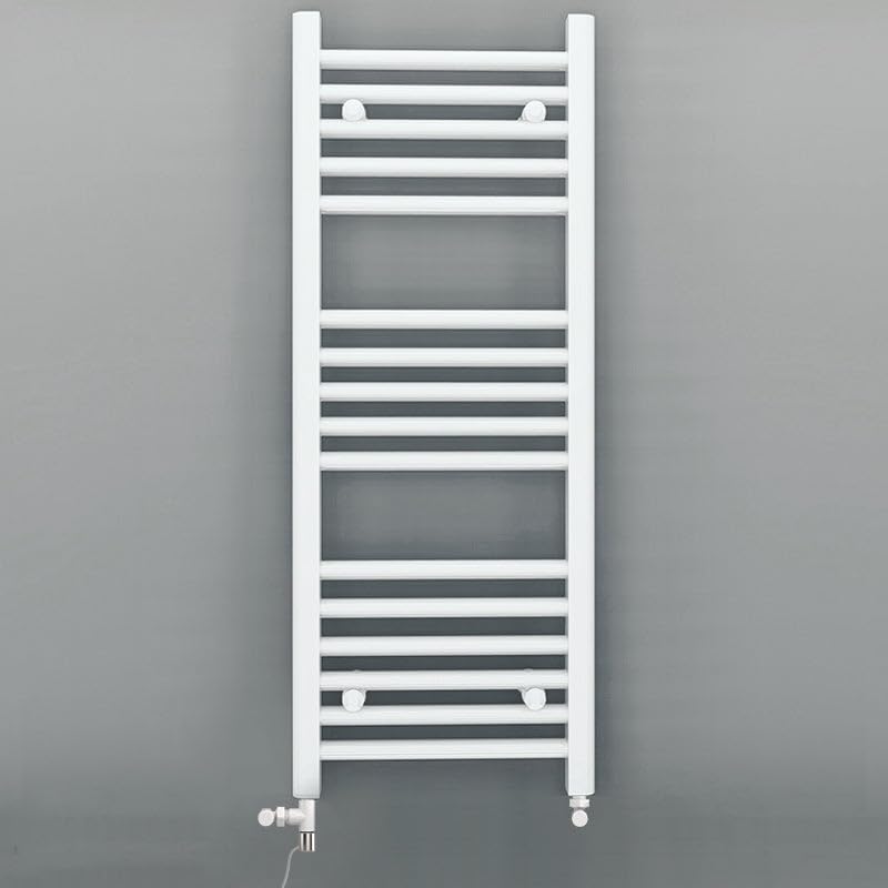 Myhomeware 400mm Wide White Dual Fuel Electric Radiator Bathroom Towel Rail Radiator With Thermostatic and Standard Electric Element UK (400 x 800 mm (h), Standard Electric Element).