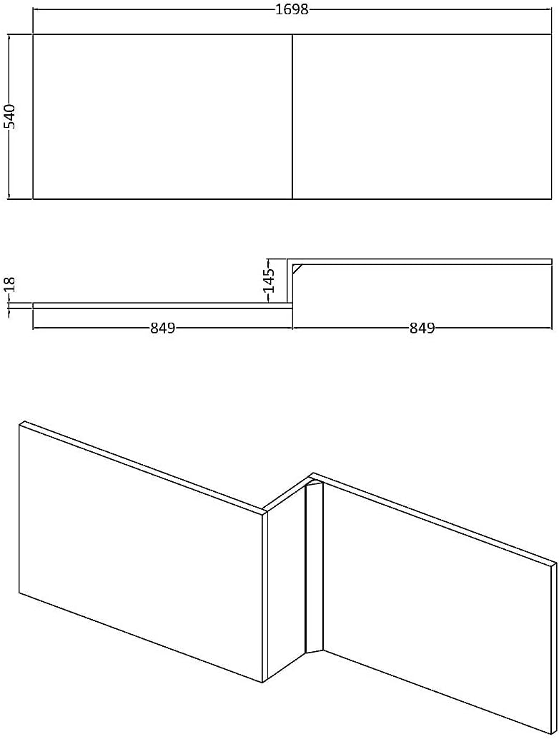 Modern L-Shaped Shower White Bath Panel MFC Wooden 1700mm Bath Front Panel.