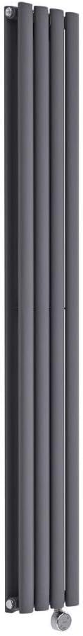 Milano Aruba - 1200W Anthracite Vertical Double Oval Panel Electric Radiator - 1780mm x 236mm.