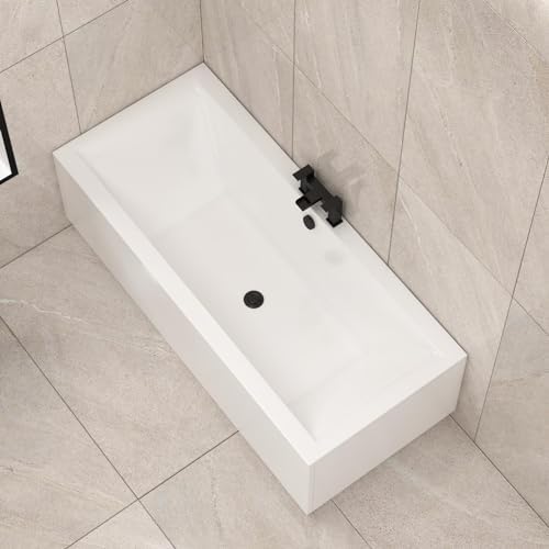 Amaze 1700 x 750mm Designer Double Ended Square Edge Acrylic Bath with Front & End Panel Straight Bathroom Bathtub.