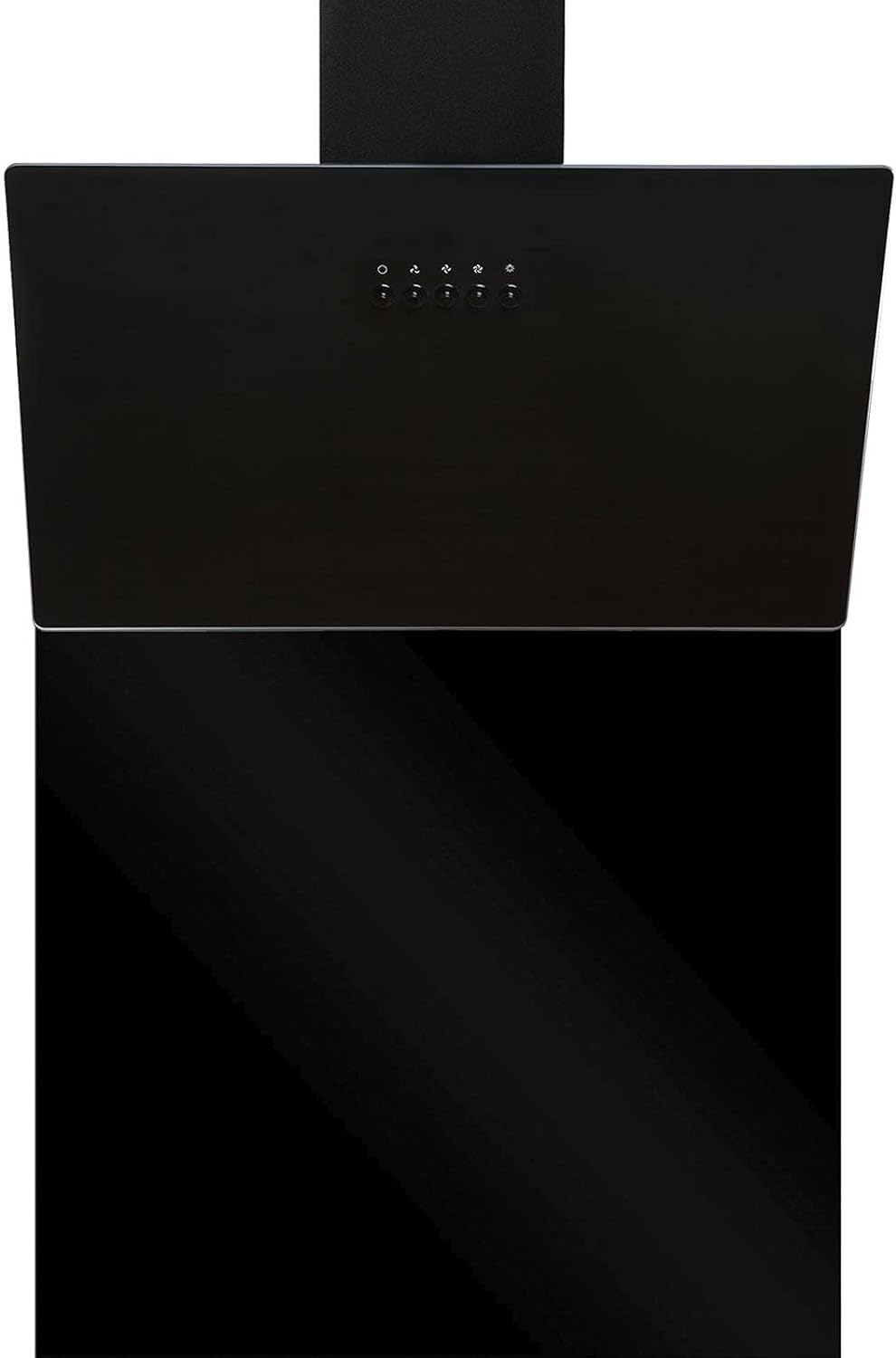 SIA AH70BL 70cm Black Angled Cooker Hood Extractor Fan & SP70BL Toughened Glass Splashback.