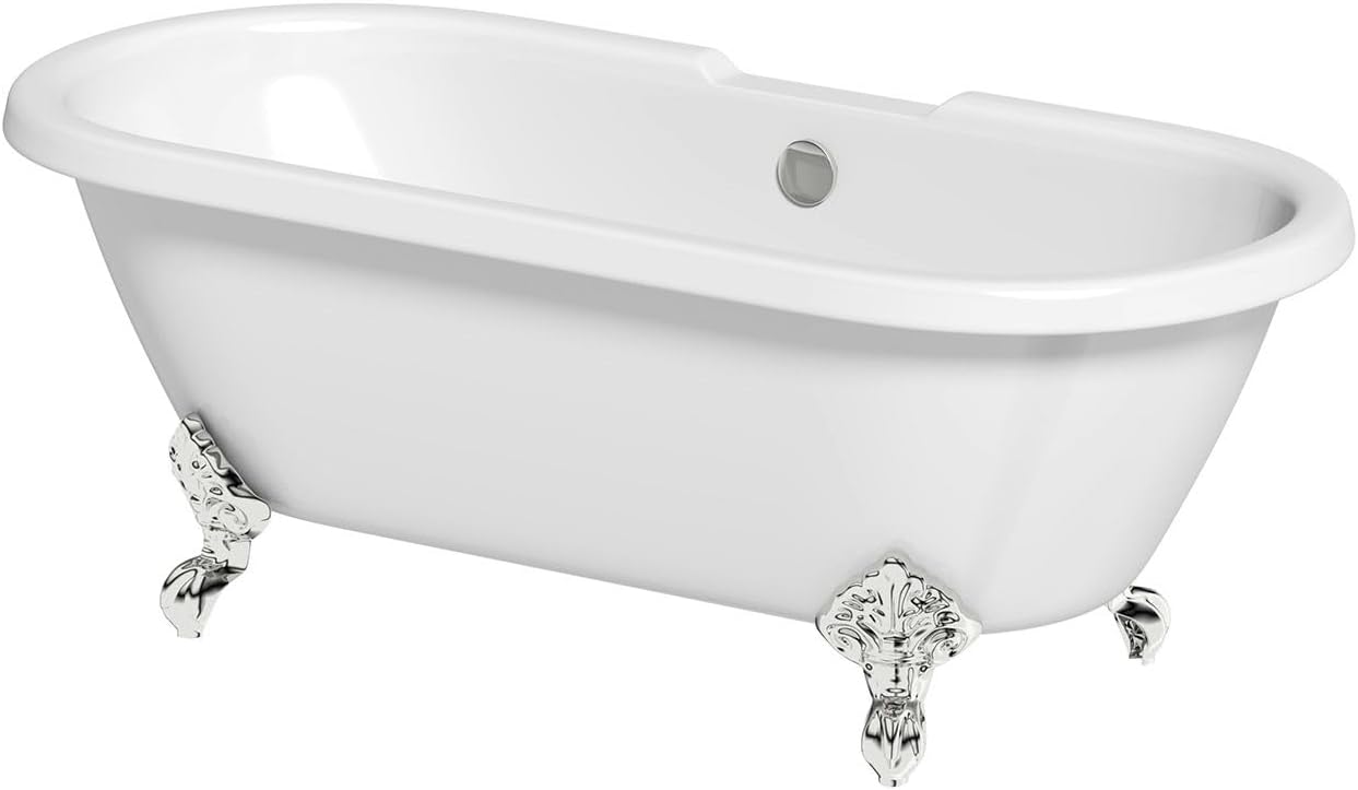 The Bath Co. Traditional Double Ended roll top Bath 1500 x 800 - White Freestanding Bath, Round Freestanding Baths, Baths.