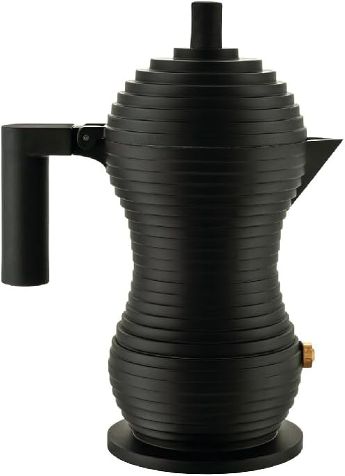 Alessi Pulcina MDL02/1 BB - Design Espresso Coffee Maker, in Cast Aluminum with Handle and Knob in PA, 1 Cup, Black.