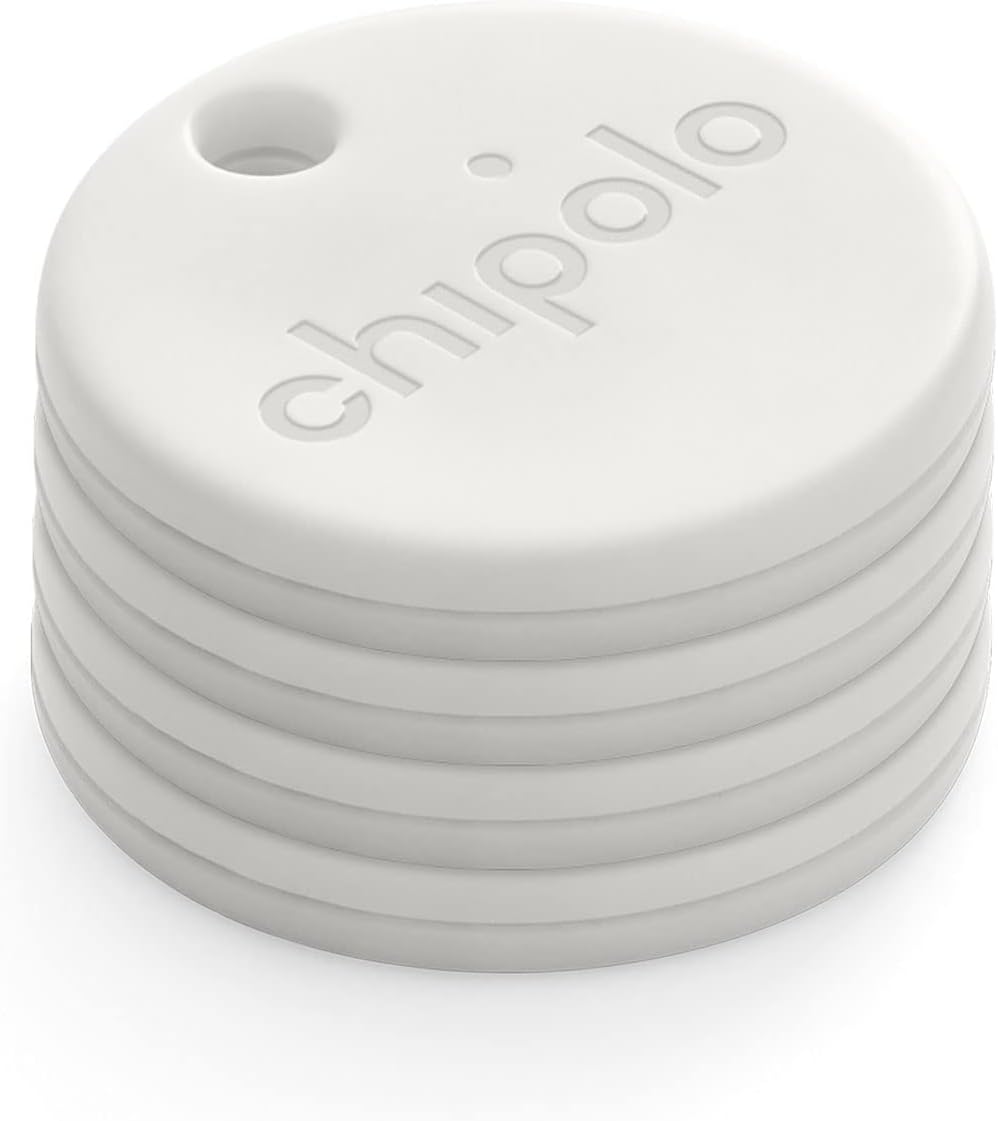 Chipolo ONE Point - 4 Pack - Key Finder, Bluetooth Tracker for Keys, Bag - Works with Google's Find My Device app (Android only) (Off white)