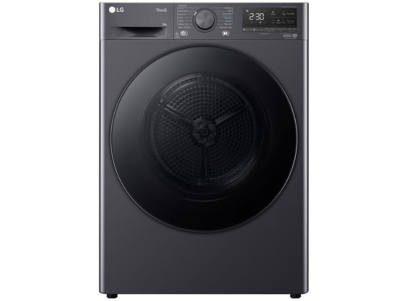 9kg Heat Pump Tumble Dryer with Dual Dry™, Dual Inverter, Smart Pairing, Auto Cleaning Condenser, A++ Rated in Slate Grey.