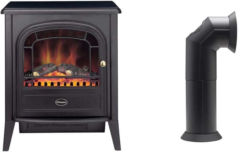 Dimplex Club Optiflame Electric Stove, Matt Black Free Standing Electric Fireplace with Artificial Logs, LED Flame Effect, 2kW Adjustable Fan Heater and Remote Control.