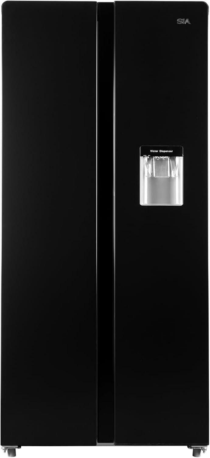 SIA SAFF420BL Freestanding American Style Fridge Freezer with Water Dispenser, 2 Door, 420L Capacity, Total No Frost, Adjustable Legs, 2 Years Parts & Labour Guarantee.