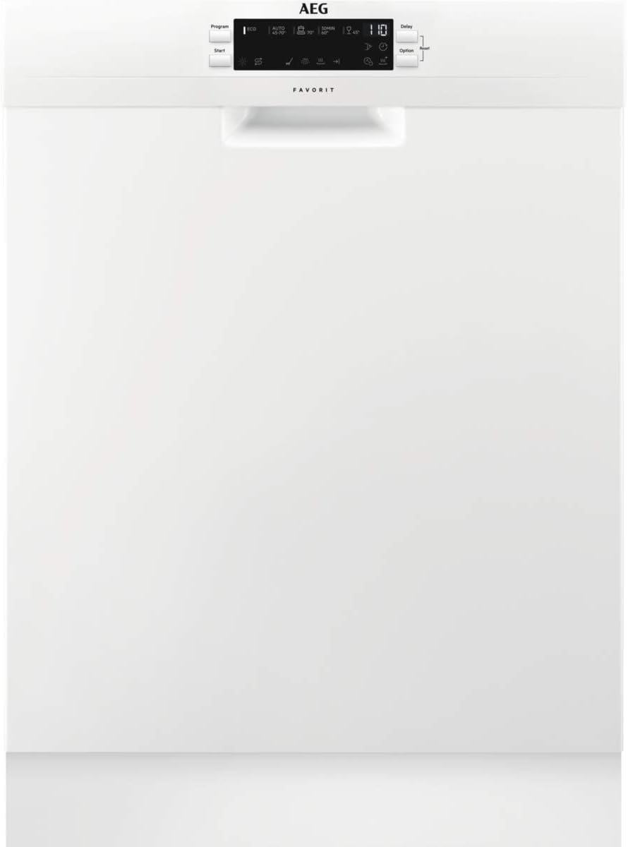 AEG FFB53940ZW Freestanding Dishwasher with Airdry Technology, 14 place settings, 8 Programmes, SensorLogic To Measure The Size Of The Load, 44 dB Noise Level, White [Energy Class D].