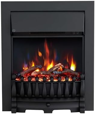 FLAMEKO Verona 16’’ Fireplace Insert, 2000W Heater, Chrome Trim with Spacer, Blenheim Fret, 9 Colour Flame Effect, Remote Control.