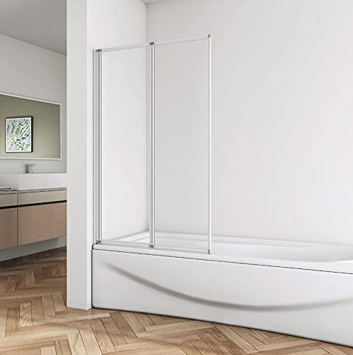 Huiyang 800x1400mm 2 Fold Folding Pivot Shower Bath Screen Glass Door Panel Bathroom.