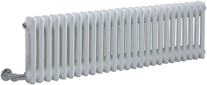 Milano Windsor - 1200W White Cast Iron Style Horizontal Double Column Electric Radiator WiFi Thermostat - 600mm x 1010mm.