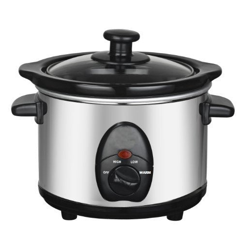 1.5L Slow Cooker - Stainless Steel Food Heater with 3 Heat Settings + Removable Inner Ceramic Bowl - Stew & Stir Steam Grill 120w | Family Sized Cooking Machine, Energy Efficient, Removable Pot.