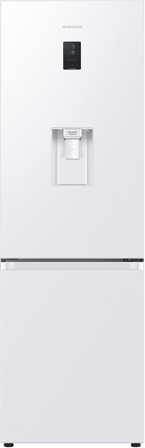 Samsung 4 Series Frost Free Classic Fridge Freezer, with Non Plumbed Water Dispenser, Wine Shelf and Big Door Bins, SpaceMax and All Around Cooling Technologies, White, RB34C652DWW/EU.