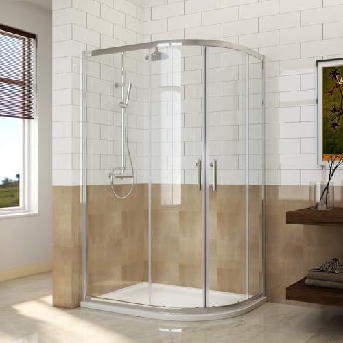 ELEGANT 800 x 800 mm Quadrant Shower Enclosure 6mm Easy Clean Glass Sliding Shower Cubicle Door.