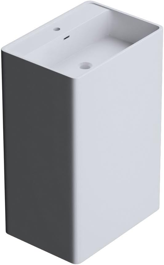 Durovin Bathrooms Luxurious Cast Stone Pedestal Basin - Rectangular Freestanding Sink with Overflow Slot & Single Tap Hole - Basin Only 500 x 420 x 900mm (WxDxH).