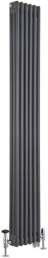 Milano Windsor - Anthracite Cast Iron Style Vertical Triple Column Dual Fuel Radiator - 1800mm x 290mm.