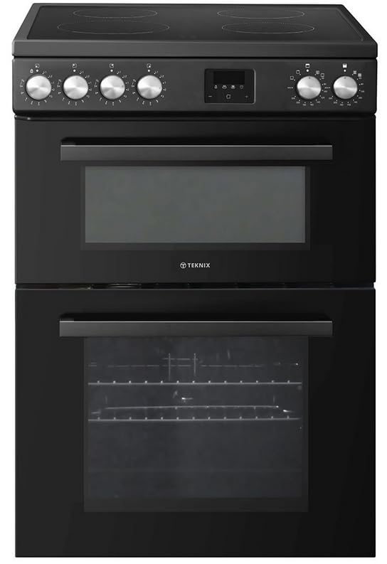 Teknix TKED64INDB 60cm Induction Double Oven Electric Cooker - Black.