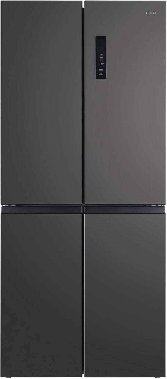 CHiQ Amecican Fridge Freezer Cross Door, 415 L, 182 cm Height, 63 cm Depth,Side by Side,Care+ Multi-Temp Zone,Smart Inverter Compressor, Sleek Stainless Dark, Free Frost,E Rared.