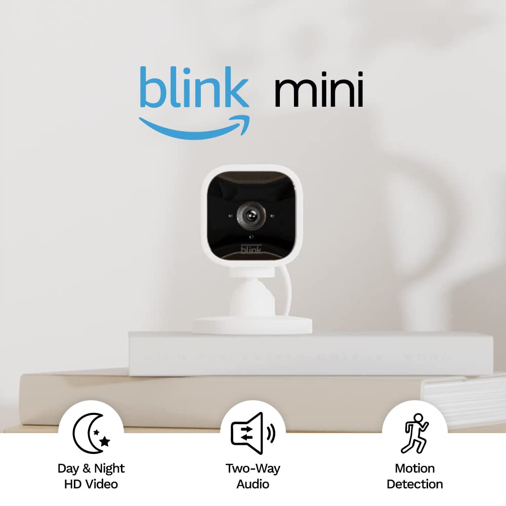 Blink Mini | Compact indoor plug-in smart security camera, 1080p HD video, motion detection, Works with Alexa | 3 Cameras.