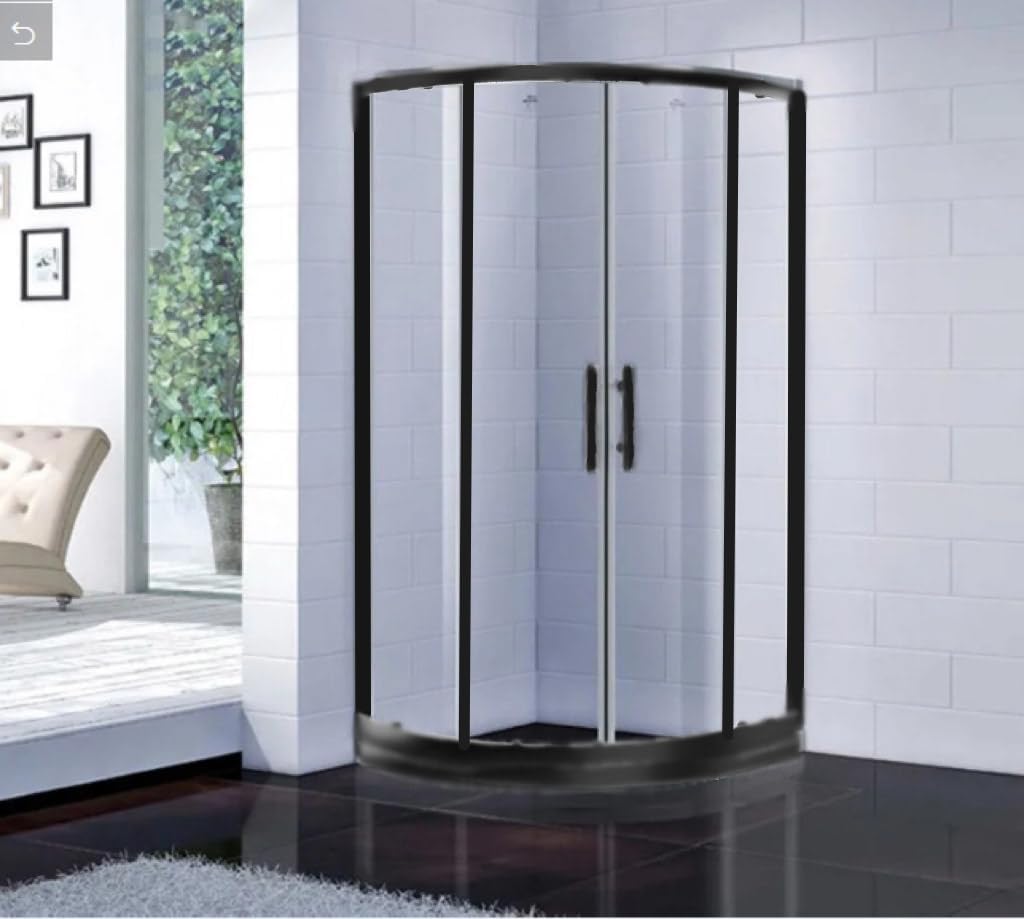 Quadrant Shower Enclosure Black 900 mm Walk in Corner Cubicle (900mm Quadrant Black).