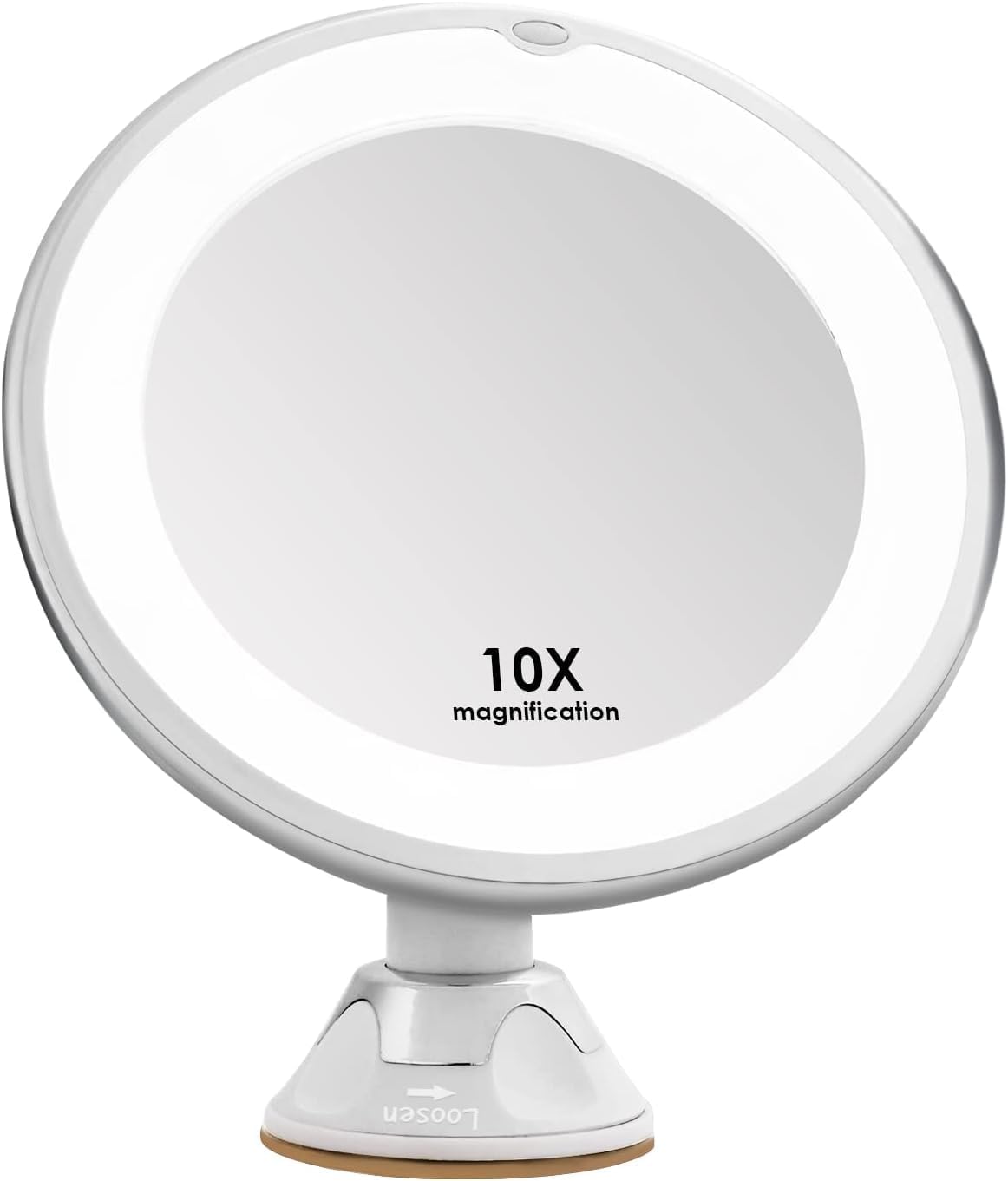 Holdfiturn Magnifying Makeup Mirror with LED 10x Magnification LED Lighted Make-Up Mirror with Dimmable Touch Screen 360 Degree Swivel Rotation Portable Illuminated Mirror for TabletopTravel Bathroom.