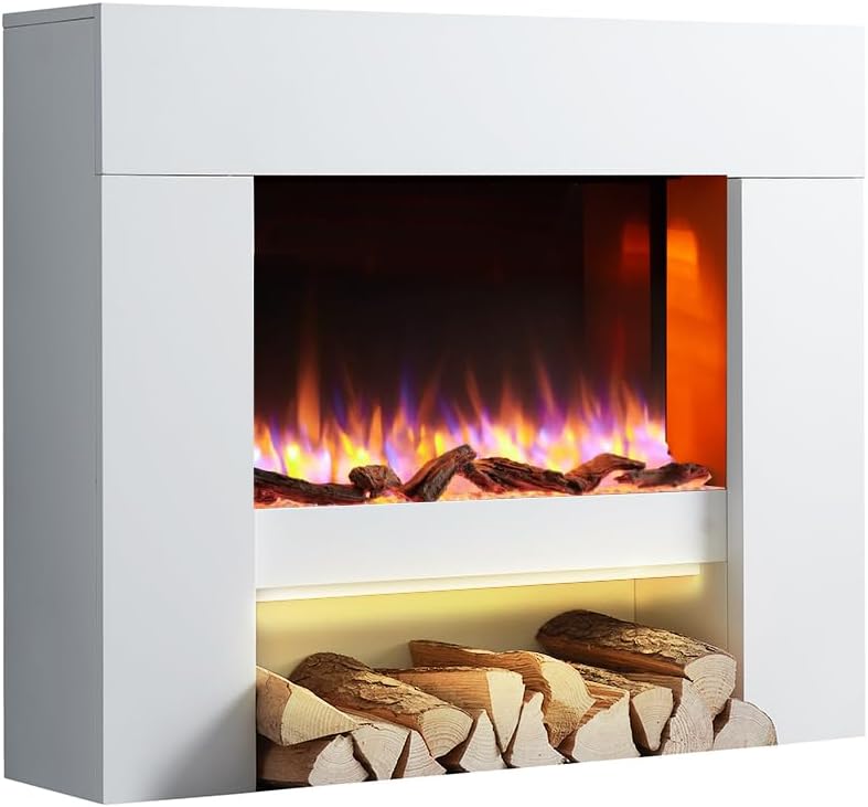 Endeavour Fires Staxton Electric Fireplace Suite, 1&2kW, 7 day Programmable Remote Control in off white MDF Fireplace Suite.