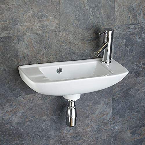 Clickbasin Narrow Wall Mounted Slim Basin Bathroom Sink 510mm x 230mm Cloakroom Basin.