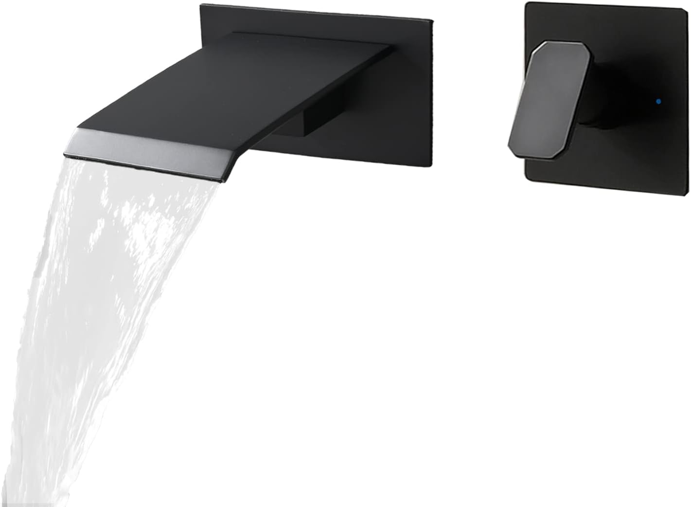 BAITUJIE Black Wall Mounted Bath Tap Waterfall Basin Mixer Taps with 10cm Wide Spout Bath Filler Taps, BTJ003TT.