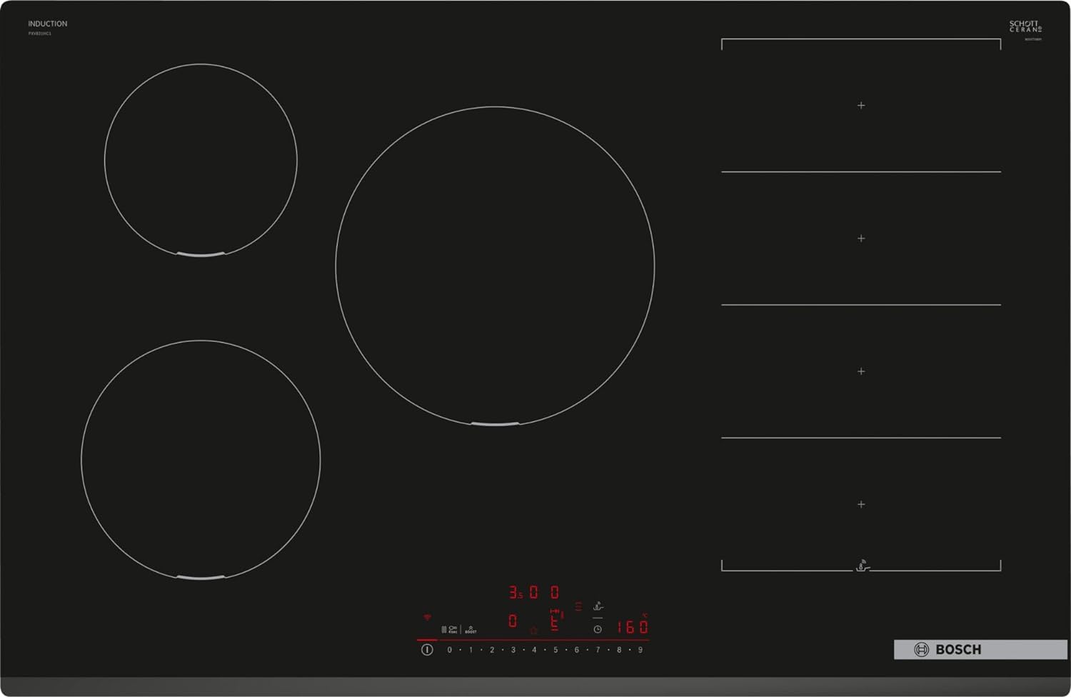 Bosch PXV831HC1E Series 6, Built-in Induction hob 80 cm Black.