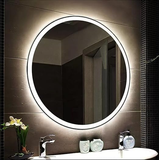 Biznest Round Bathroom Led Mirror Lights Illuminated Demister Pad Antifog Touch Design 2 (60x60cm).