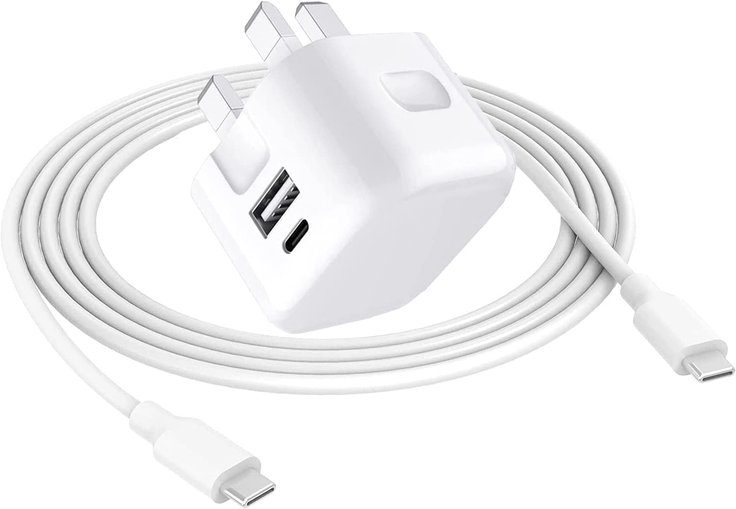 Nokia G42 Charger, 20W Dual Port USB & USB C Charger Plug, Type C PD Travel Fast Charge Charging Power Adapter Phone Charger Plug With USB C To USB C Cable For Nokia G42 (WHITE)