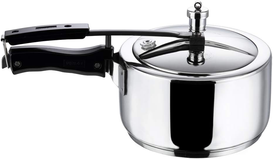 Vinod Pressure Cooker Stainless Steel – Inner Lid - 2 Liter – Sandwich Bottom – Indian Pressure Cooker – Induction Friendly Cooker – Best Used For Indian Cooking, Soups, and Rice Recipes, Quinoa.