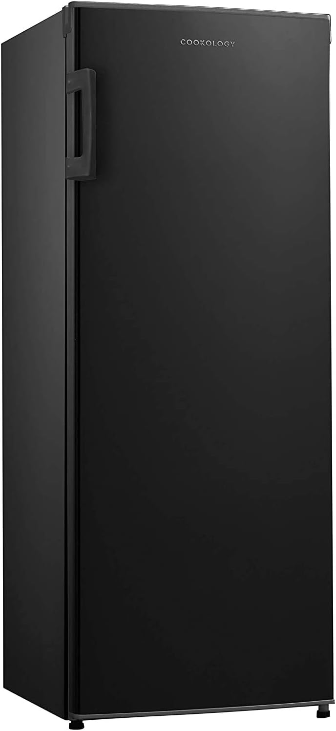 Cookology CTFR235BK Tall Freestanding Upright Larder Fridge, 55W x 142H CM, 235 Litre with Adjustable Temperature Control and Legs, LED Light and Reversible Door - In Black.