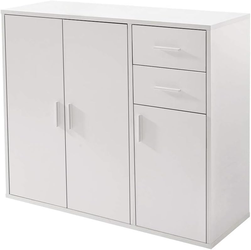 Panana Sideboard Storage Cupboard Cabinet Unit with Doors and Drawers Living Room Bedroom Furniture White.