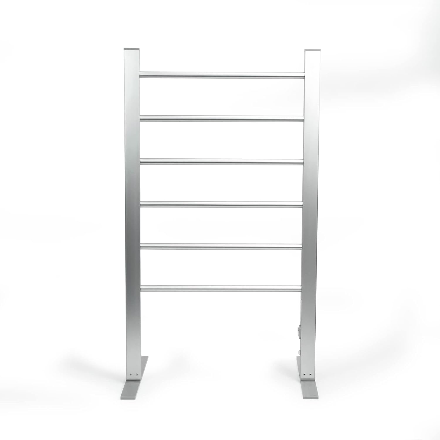 Status Radiator Towel Rail | 6 Bars Electric Heated Towel Rail | Aluminium Free Standing Towel Rail | AHTR-100W1PKB, Silver,39x52x90 cm.