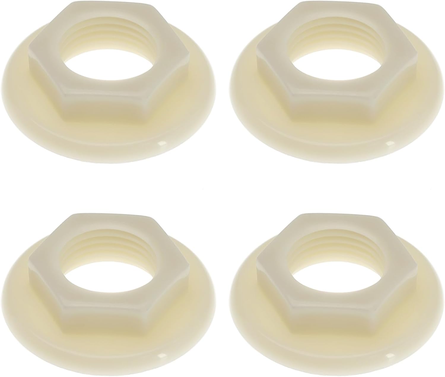 EMSea 4Pcs Sink Tap Back Nut 1/2" BSP Plastic Back Nuts Accessories for Bathroom Basin Taps Mixers Round Faced Flanged Back Nuts Home tools White.