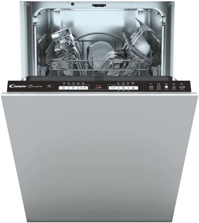 Candy CMIH 1L949 45cm Integrated Slimline Dishwasher, 5 Programmes, Eco Wash, Start Delay, Black LCD display.