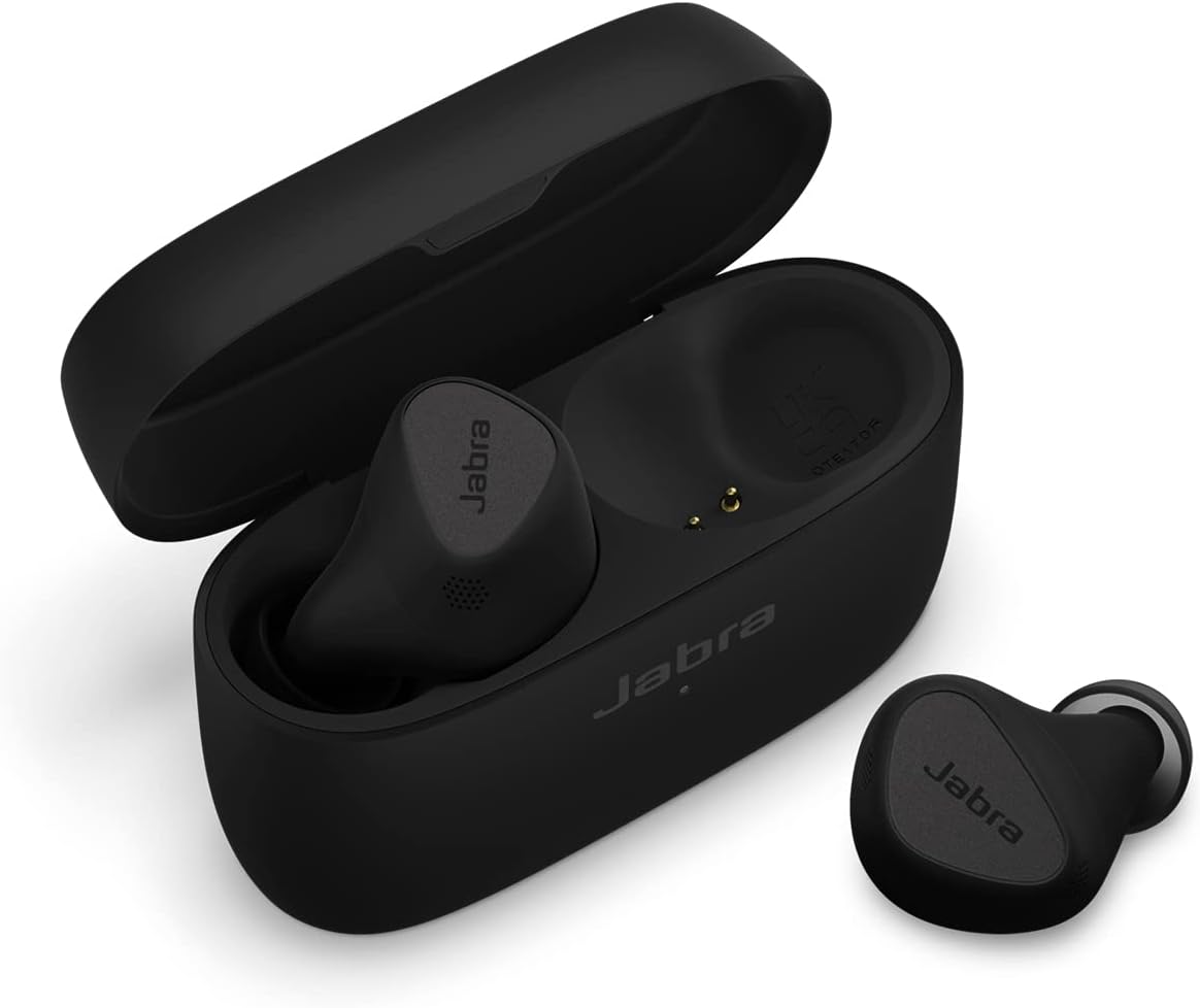 Jabra Elite 5 True Wireless In Ear Bluetooth Earbuds with Hybrid Active Noise Cancellation (ANC), 6 built-in Microphones, Ergonomic Fit, 6 mm Speakers - Made for iPhone - Black - Exclusive to Amazon.