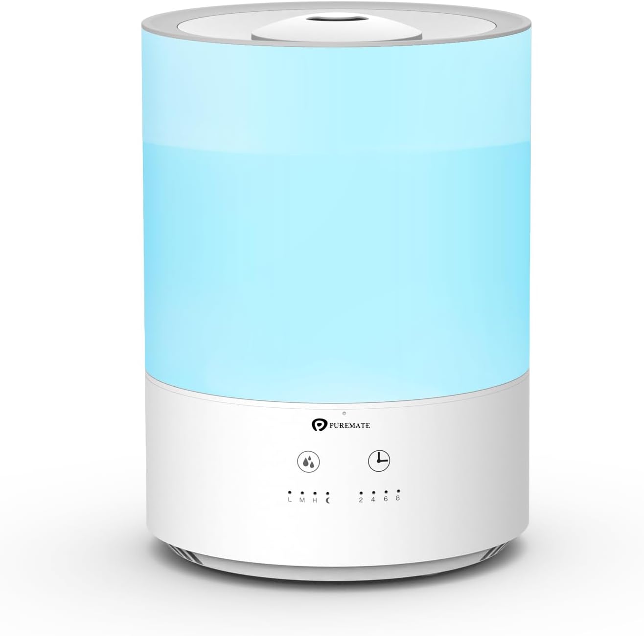 PureMate Humidifiers for Bedroom 4L with 7 Colour Changing Light, Top-Fill Cool Humidifier for Baby Room & Home, Humidity for Plants, Quiet Operation with Essential Oil, Auto Shut-Off and Timer.