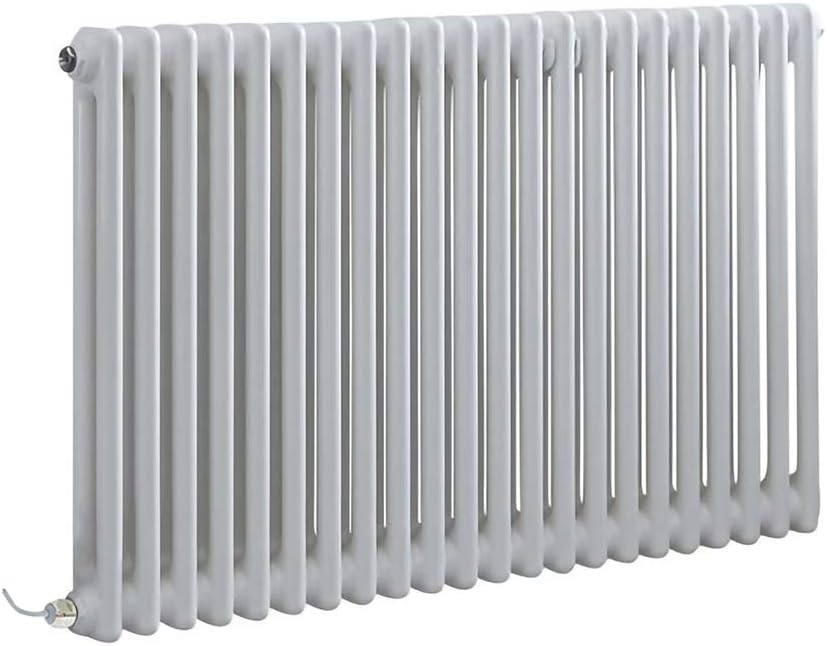 Milano Windsor - 1200W White Cast Iron Style Horizontal Double Column Electric Radiator WiFi Thermostat - 600mm x 1010mm.