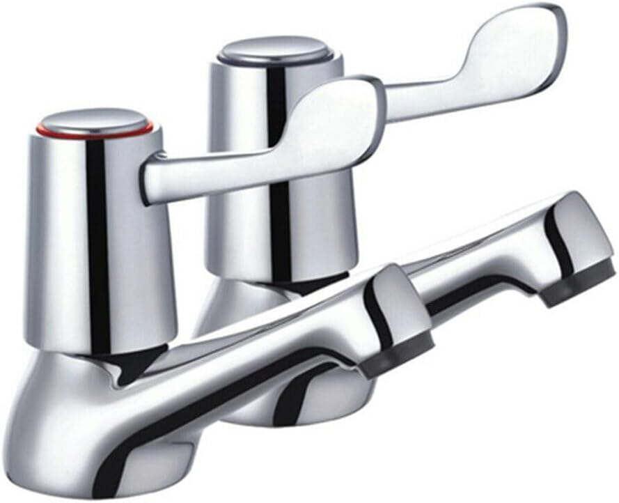 2Pcs Bathroom Taps Lever - 1/2" Basin Taps Bathtub Set with Metal Knobs Pillar Polished Chrome Plated - Traditional Design Twin Pair Hot Cold Water Mixer Sink with Ceramic Disc for Bathroom, Kitchen         Import  Single ASIN  Import  Multiple ASIN    ×P.