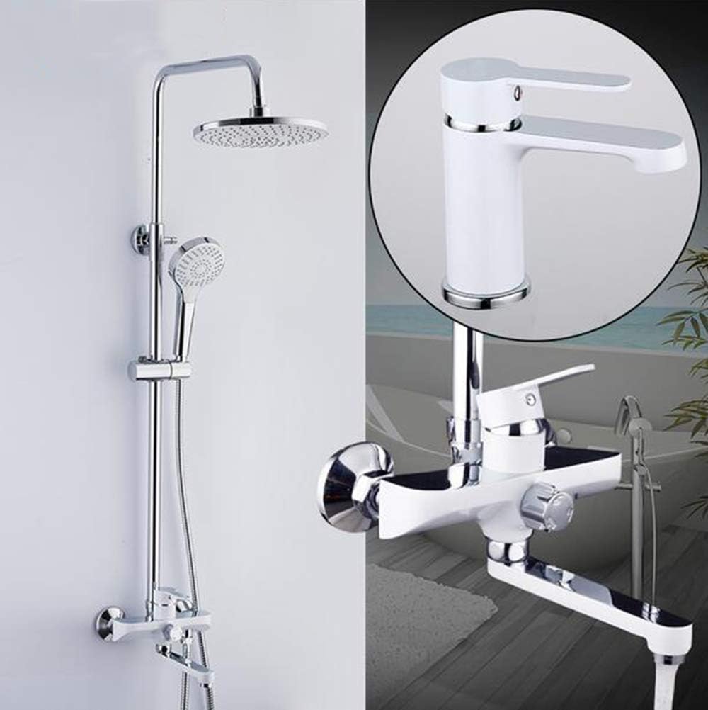 White Shower Faucet Bathroom Faucets Mixer Bath Shower Basin faucets Sink taps Rainfall Shower Head Set Sanitary Ware Suite,Sprinkler Beauty Comes.